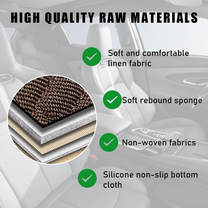 Yourkar 4PCS Car Seat Cover Pad, Breathable Auto Front Seat