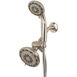 Waxman Serene Premium Fixed Shower Head with Handheld Attachment and 6 Spray Settings, Brushed Nickel