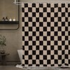 Tititex Aesthetic Checkerboard Grid Pattern 140gsm Faux Linen Fabric Shower
