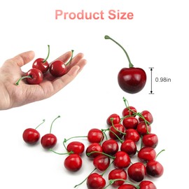Fake Cherry,25 Pcs Artificial Cherries,Artificial Fruits Model Fruit, Fake Red Cherries,Artificial Lifelike Simulation Small Red Black Cherries,for Home House Kitchen Party Decoration(Red Black)