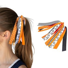 Volleyball Cheer Ribbon Ponytail Holders for Women Elastic Hair Ties Hair Band Volleyball Hair Ribbons for Team Cheerleaders Hair Streamers for Girls Hair Accessories Volleyballs Game Day Decor