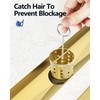 YEFU Gold Linear Shower Drain for Bathroom: 32 Inch Shower