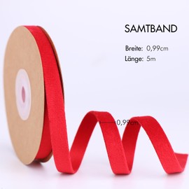 BYZANDQI Velvet Ribbon 5 m x 1 cm Velvet Decorative Ribbon Set Bow Ribbon Jewellery Ribbon Gift Ribbon Christmas (Burgundy)