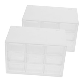 DOITOOL 2pcs Organizer Storage Unit Compact Desktop Drawer Box for Office Supplies and Cosmetics Sturdy Design with Compartments for File and Stationery Management