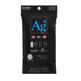 Sun Fabless Body Towel, Made in Japan, Ag+ Super Soft, Men's Towel, Approx. Width 9.1 x Length 39.4 inches (23 x 100 cm), Gray, Antibacterial, Odor Resistant, Quick Drying, Body Wash