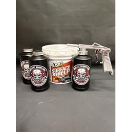 Gallon Black PB Blaster Surface Shield, Standard Undercoating Spray Gun, and 3 Black Quart Bottles