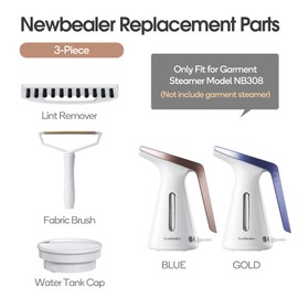 Newbealer 3 Piece Replacement Parts for Garment Steamer NB308 - Lint Remover, Fabric Brush, Water Tank Cap