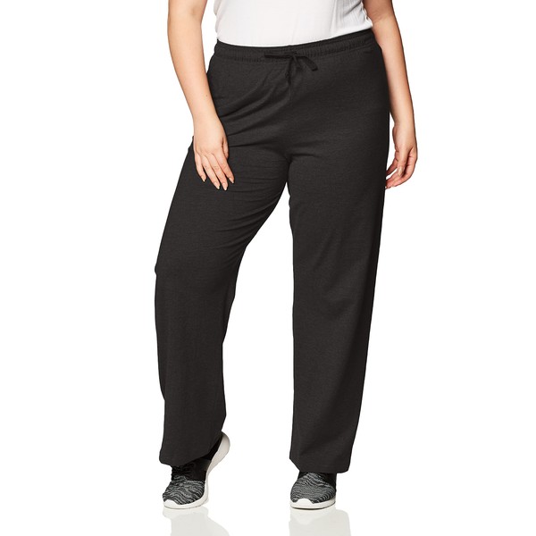 Champion Women's Pant Everyday Jersey, Drawstring Cotton Sweatpants, 31.5" (Plus Size), Black, 2X