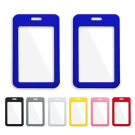 1 Pcs ID Badge Holder with Double-Sided Windows Vertical Hard Plastic Case Blue Card Protector Pouch for Office School ID Credit Cards Proximity Key Cards Driver’s Licenses and Passes