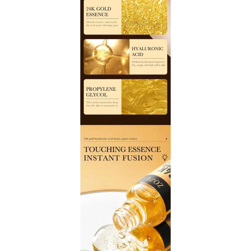 Sérum De Ácido Hialurónico De Oro De 24 Quilates, 30