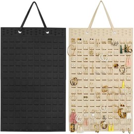 Ruikcoll Hanging Jewellery Organiser, Earring Holder Organiser, Hanging Necklace Earring Holder for Necklaces, Jewellery Storage, Earrings, Pack of 2 (Black and White)