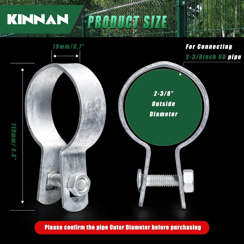 KINNAN 24 Pack 2-3/8'' Galvanized Steel Chain Link Tension Bands