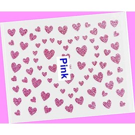 Black Glitter Sweet Heart 3D Self-Adhesive Nail Art Sticker Pink Red for Nails Design Nail Art Stickers Decals Supplies Manicure Tips Sticker Colorful for Nail Decorations