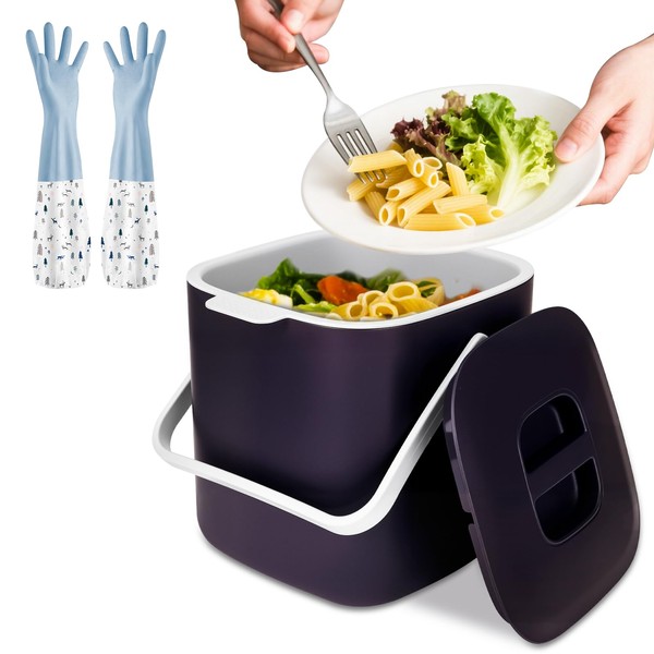 BBWELL Organic Kitchen Rubbish Bin, Small Rubbish Bin with Lid,
