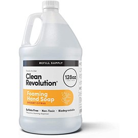 Clean Revolution Foaming Hand Soap Refill Supply Container. Ready to Use Formula. Dreamy Citrus Fragrance, 128 Fl. Oz | 4 Pack