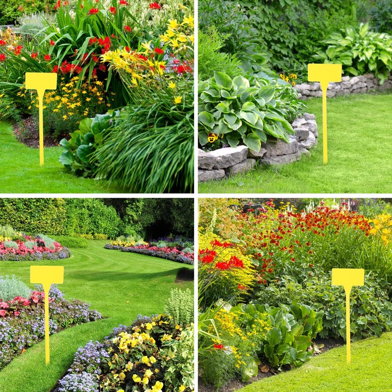 OUNONA Waterproof Plant Markers 30 CM Yellow 10 PCS