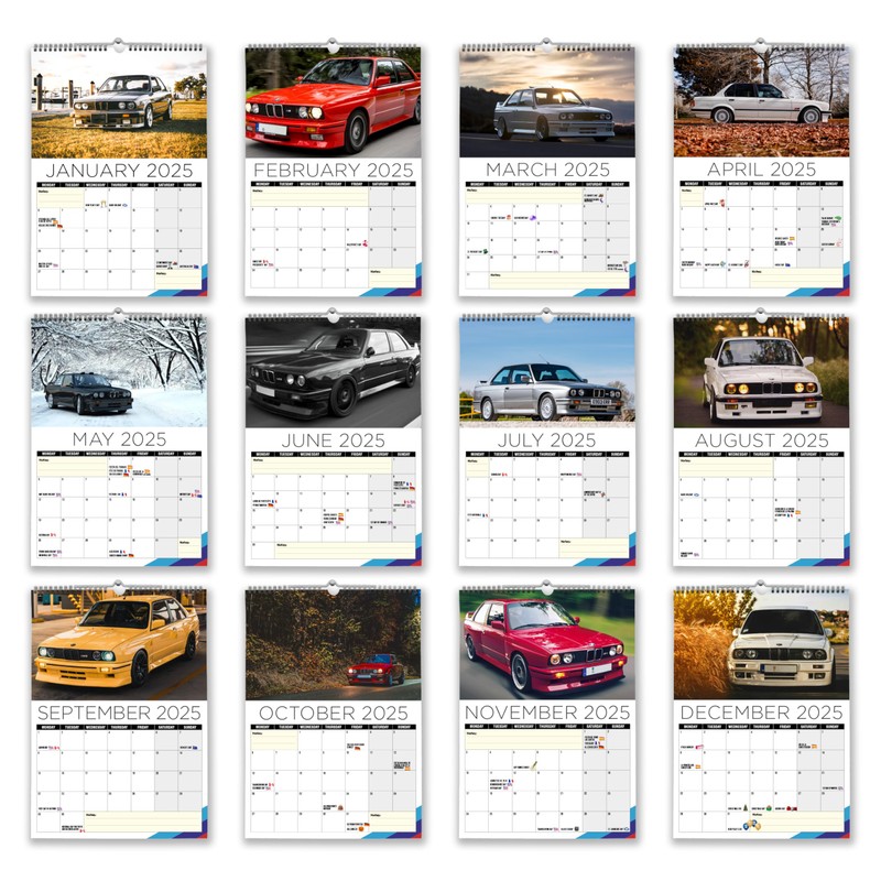 The Calendar King // Beemer e30-2025 Wall Calendar (Full Colour,
