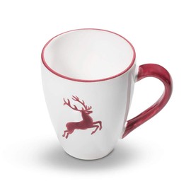 GMUNDNER KERAMIK Breakfast Cup Max Capacity: 0.3 Litres Bordeaux Red Deer Crockery Handmade in Austria