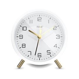 Mebus Silent Alarm Clock with Stylish Design, Snooze and Illuminated Dial - In White for Any Room 56973