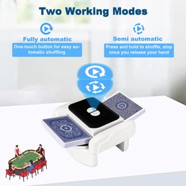 Card Shuffler, Rechargeable Automatic Card Shuffler, Portable Electric Shuffling Machine 1-2 Decks, Low Noise, Playing Cards Shuffler with Dual Modes for Poker, UNO, Blackjack, Skip-Bo, Phase 10