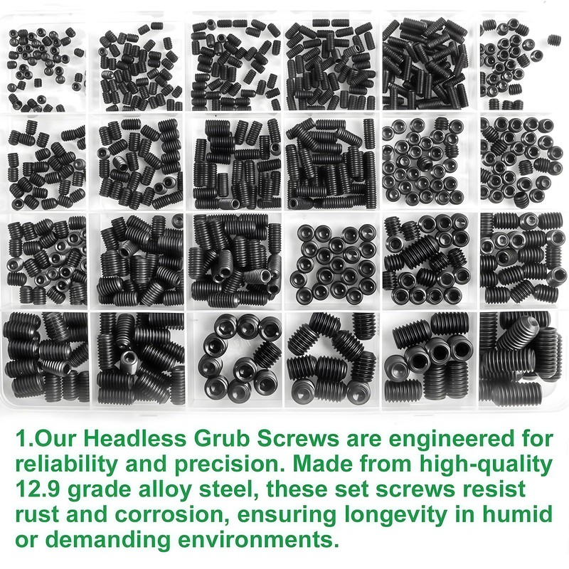 Zmbroll 690Pcs Black Set Screws Metric M3M4M5M6M8 Allen Head Socket