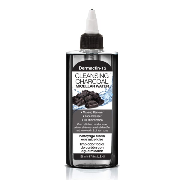 Dermactin-TS Cleansing Charcoal Micellar Water Makeup Remover - Face Cleanser and Oil Minimizer 5.7 oz.