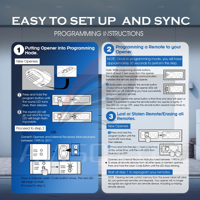 2-Pack Genie Garage Door Opener Remote Replacement - G3T-A/G3T-R/G3T-BX Models