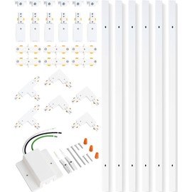 TuyuBEE 20FT H Track Lighting Rails Kit with Floating Canopy Connector, White H Type Track Rails with End Caps, Live End Feed and T L Connector, Compatible with Single Circuit H Style Track System