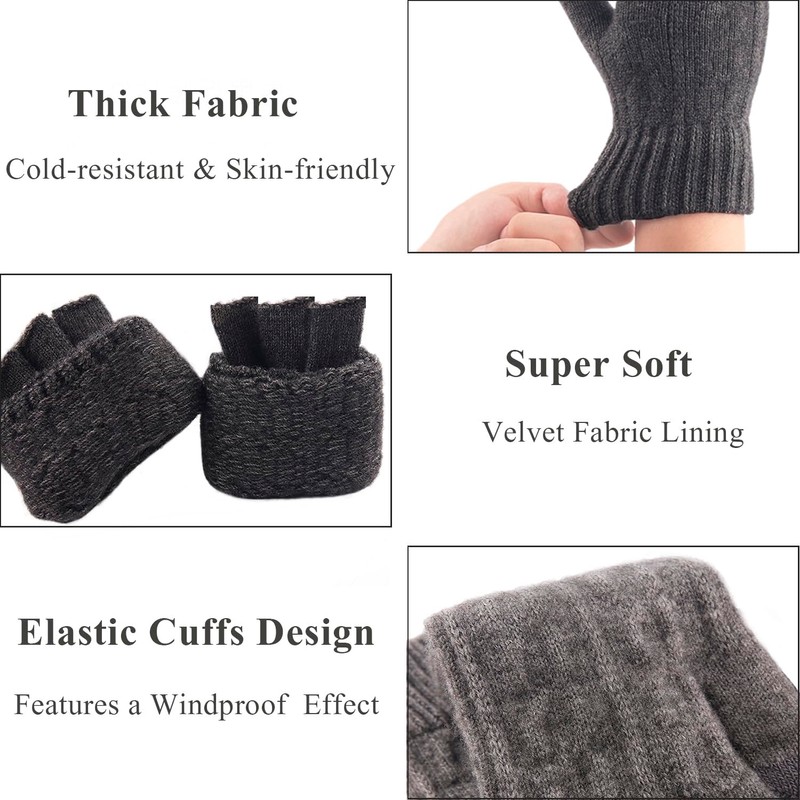 Beurlike Fingerless Gloves Half Finger Gloves for Men and Women