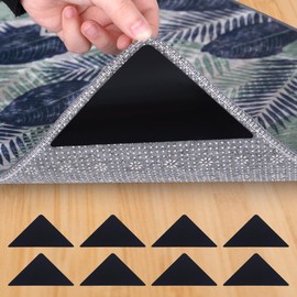 Rug Pads Grippers, 8 PCS Carpet Tape, Non Slip, Anti Slip, Double Sided Anti Curling Reusable Rug Tape, for Carpet,Hardwood Floors,Tile,Mats (Triangle
