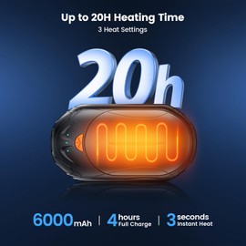 AI Hand Warmers Rechargeable 2 Pack,6000mAh Rechargeable Hand Warmer,20Hrs Long Heating Electric Hand Warmer,Portable Pocket Heater,Gifts for Christmas,Camping,Stocking Stuffers,Gifts for Men