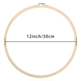 Caydo 12 Pieces 12 Inch Embroidery Hoops Wooden Round Adjustable Bamboo Circle Cross Stitch Hoop Ring Bulk Wholesale for Art Craft Handy Sewing