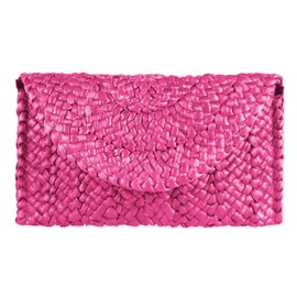 Fecialy Straw Clutch Purses Straw Purses for Women Envelope Woven Clutch Handbags Summer Beach Bags, Rose Red