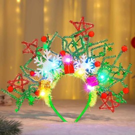Zoestar Light Up Christmas Headband LED Star Headbands Snowflake Hair Band Xmas Festival Costume Hair Accessories for Women and Girls (Style 1)