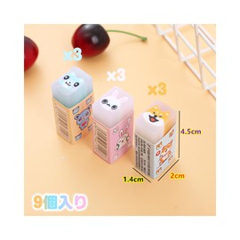 Eraser, Stick Eraser, Children's Pencil Eraser, Stationery Set, Stationery Set, Set of 9, Eraser, Cute, Stationery, Students, Popular, Learning, DIY Drawing, Easy to Carry, Elementary School, High