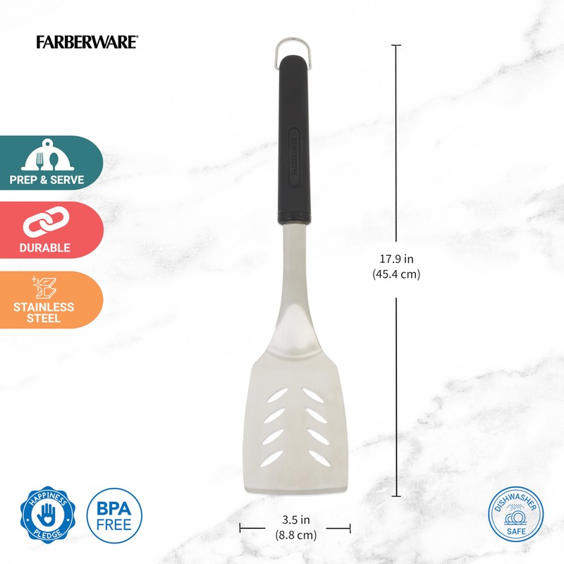 Farberware BBQ Turner, Perfect for Flipping and Serving, Includes Storage