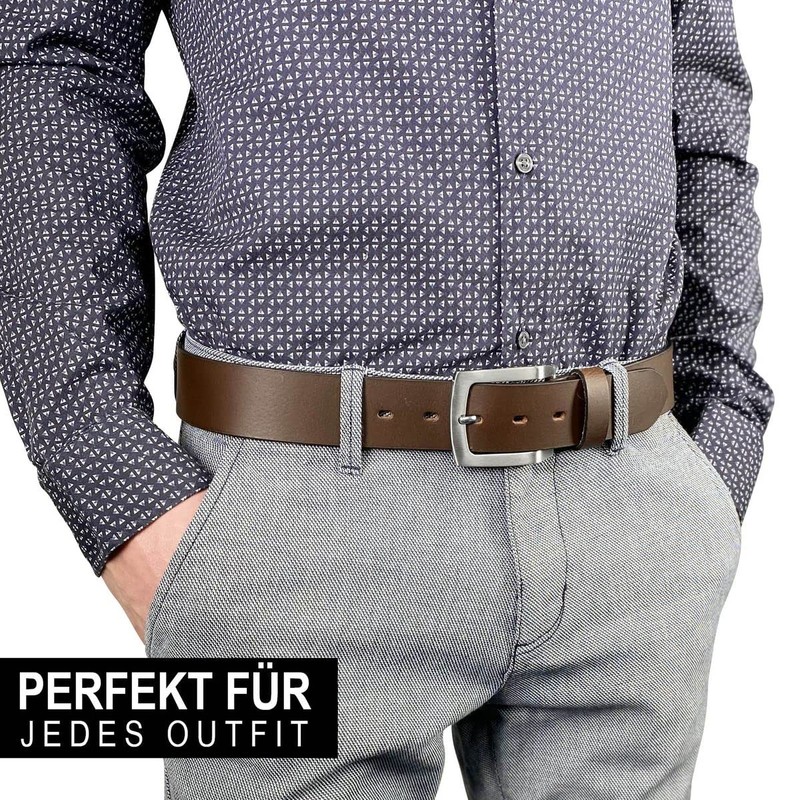 LINDENMANN Men's Leather Belt 40 mm Wide Belt Full Cowhide