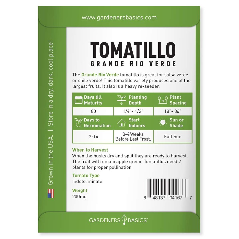 Gardeners Basics, Tomatillo Grande Rio Verde Seeds for Planting Heirloom