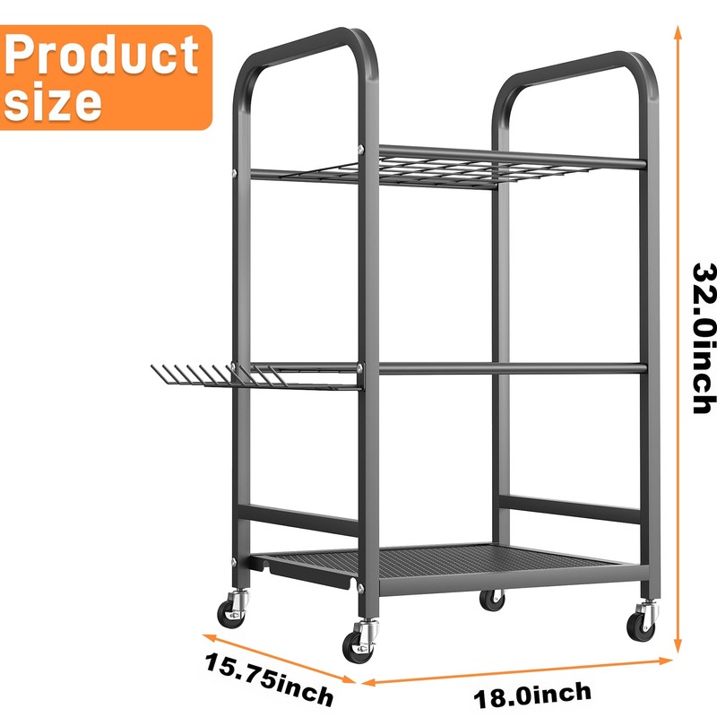 TORACK Garden Tool Organizer Stand with Wheels, Rakes Shovels Yard