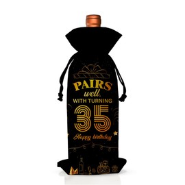 35th Birthday Gifts Wine Bag, Pairs Well With Turning 35 Wine Bag, Birthday Gifts for Women Men, 35 Years Old Gifts for Her Him Coworkers Best Friend Besties, Gifts for Birthday Anniversary Party