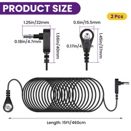 SATUY 2 Pcs 15Ft Black Grounding Cords | Universal Replacement Grounding Cables | Fit for Mats, Sheets, Pads & Pillowcases