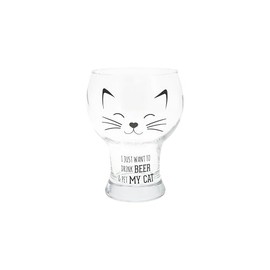 Pavilion Gift Company - Drink Beer & Pet My Cat - 15 oz Pilsner Beer Glass Stein Kitty Kitten Feline Cat Love Mom Dad