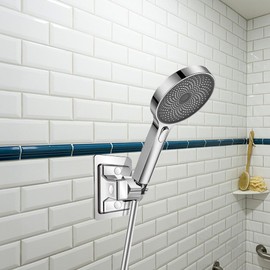 LightBeacon Hand Shower Holder, Shower Head Holder, No Drilling, Adjustable Shower Holder, Universal Shower Holder, for Hand Shower or Shower Head, ABS Plastic, Silver