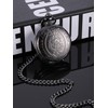 Quartz Pocket Watch for Men with Black Dial and Chain