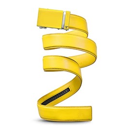 Mission Belt Men's Ratchet Belt - Bolt - Yellow Buckle/Yellow Leather, Extra Large (39-42)