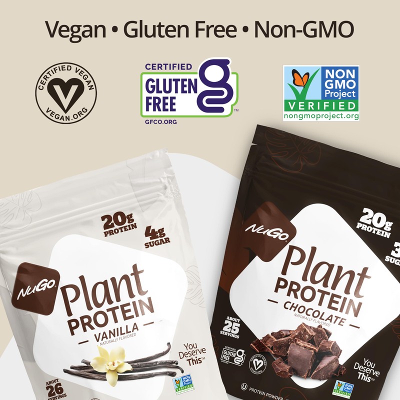 NuGo Plant Protein Powder, Vanilla, 20g Vegan Pea Protein, Low