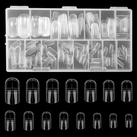 Pack of 150 Polygel Nail Shapes for Toes, 15 Sizes, Transparent Polygel Starter Set, Long Square Dual Tips Nails, Reusable Toenail Tip Shape for Pedicure, Nail Extension