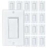 [20-Pack] PROCURU Decorator Paddle Rocker Light Switch, Single Pole, 3-Wire,