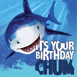 Club Pack of 192 Shark Splash Birthday Premium 3-Ply Disposable Lunch Napkins 6.5"