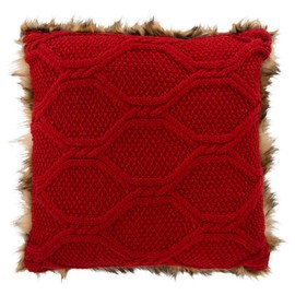 Safavieh Luccia Throw Pillow, Brown Faux Fur/Red Knit